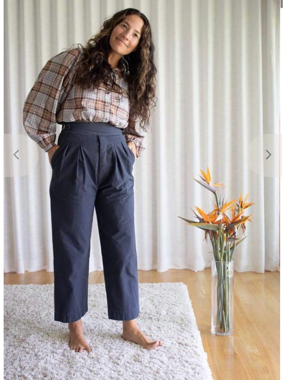 Nickie pant Caron Callahan charcoal Button-Front pants with side waist straps